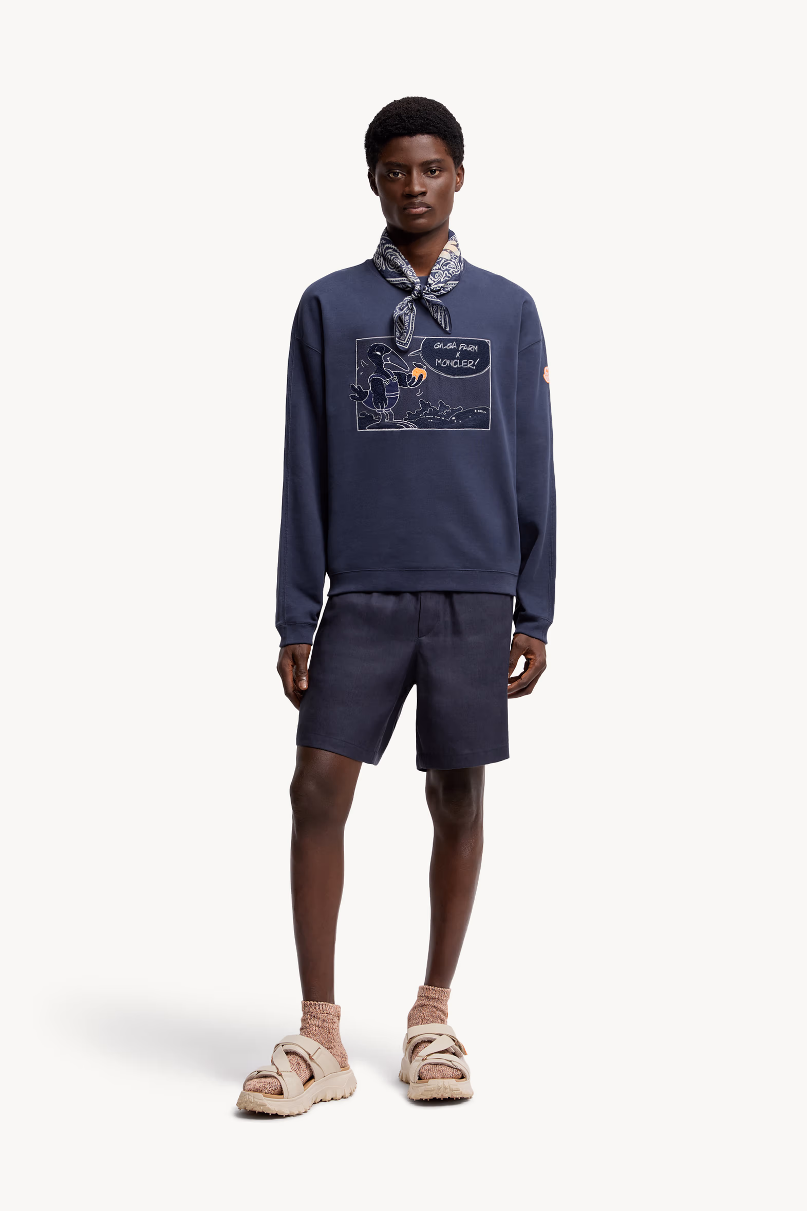 Moncler x Gilga Farm Designed by Donald Glover Cotton Sweatshirt Men Navy Blue Moncler 0
